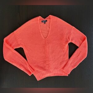 Coral V-Neck Knit Sweater - Women's